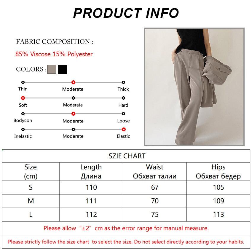 Great Office Lady Pleated Loose Zipper Wide Leg Pants - Women Solid Button Floor-Length Pants Female High Waist Trousers Autumn (D25)(BP)(1U25) - Deals DejaVu