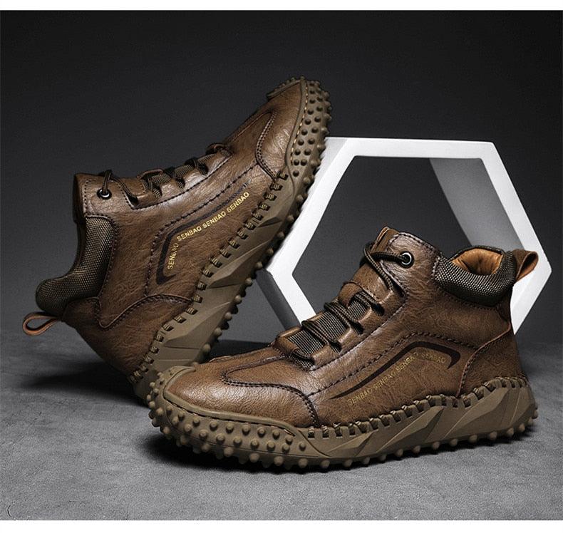 New Winter Men Boots - Thick Plush Warm Men Snow Boots - Leather Ankle Boots Handmade Motorcycle Boots Outdoor Shoes (MSB4)(MSB5)(MSB4A) - Deals DejaVu