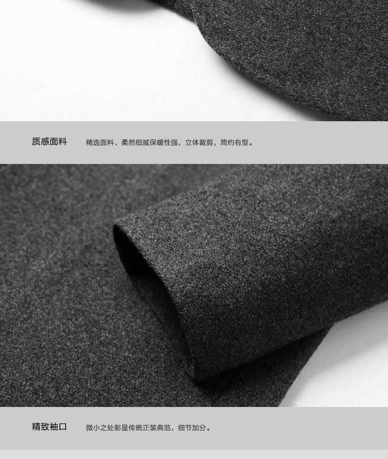 Warm Wool Stand Collar Coat Men Solid Slim Daily Windproof Vintage - Plus Size Woolen Winter Overcoat (D100)(TM4)(CC1) - Deals DejaVu