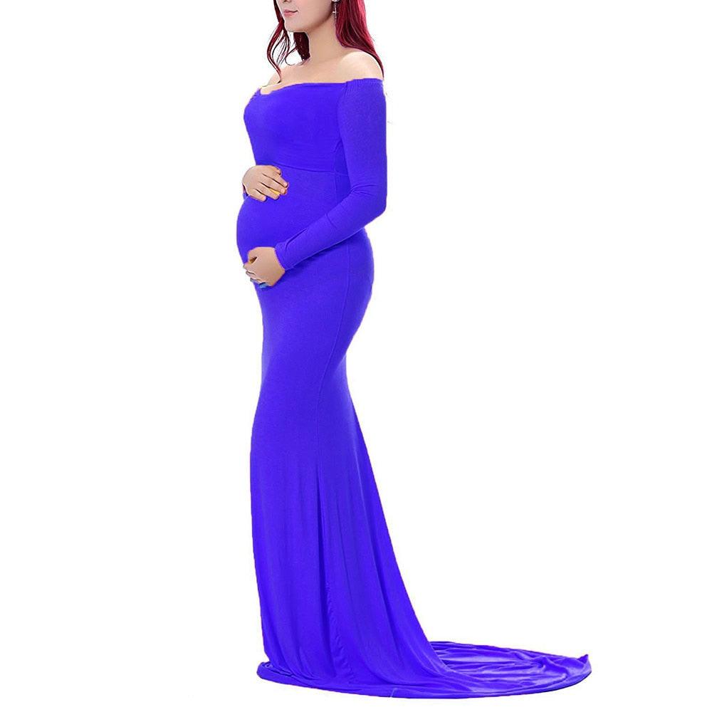 Sexy Maternity Dresses - Photography Props Long Sleeve Pregnant Women Pregnancy Dress Solid Maxi (1U5)(Z6)(Z8)(1Z1)(2Z1)(3Z1)(4Z1)(7Z1)