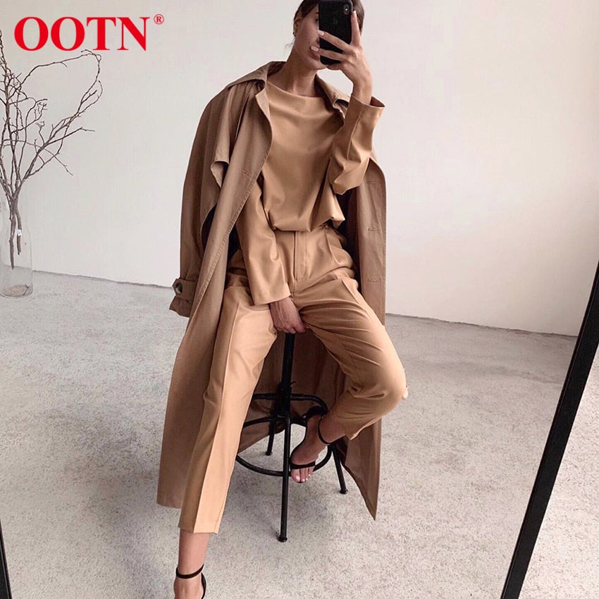 Great Brown Pencil Pants Female Autumn Winter Elegant Ladies Plain Casual Black Pants - Office Work Straight Women Trousers (D25)(BP)(1U25) - Deals DejaVu