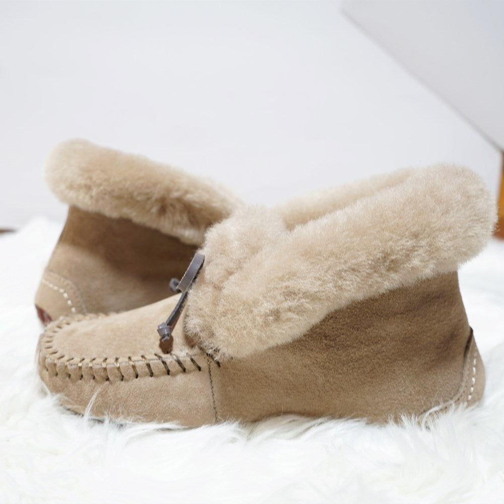 Amazing 100% Genuine Leather waterproof women flat shoes - comfortable winter warm natural fur snow shoes fashion non-slip (FS)(CD)(1U40)(1U38)(1U107)