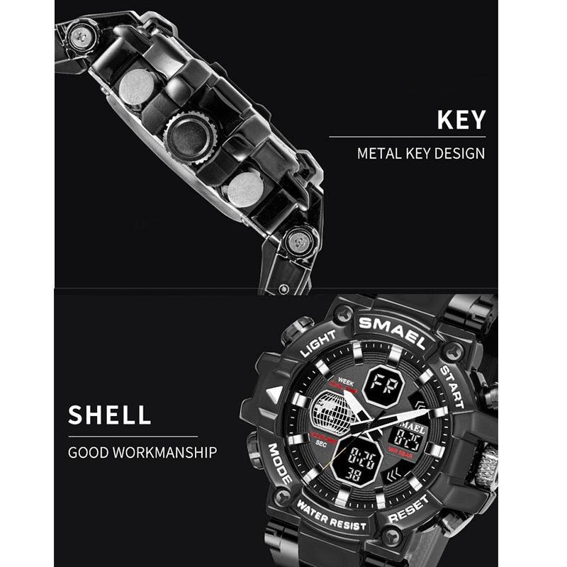 Sport Watches - Men Watch Military Army 50M Waterproof Auto Date Alarm Clock 8027 Quartz (MA9)(RW)(1U84)