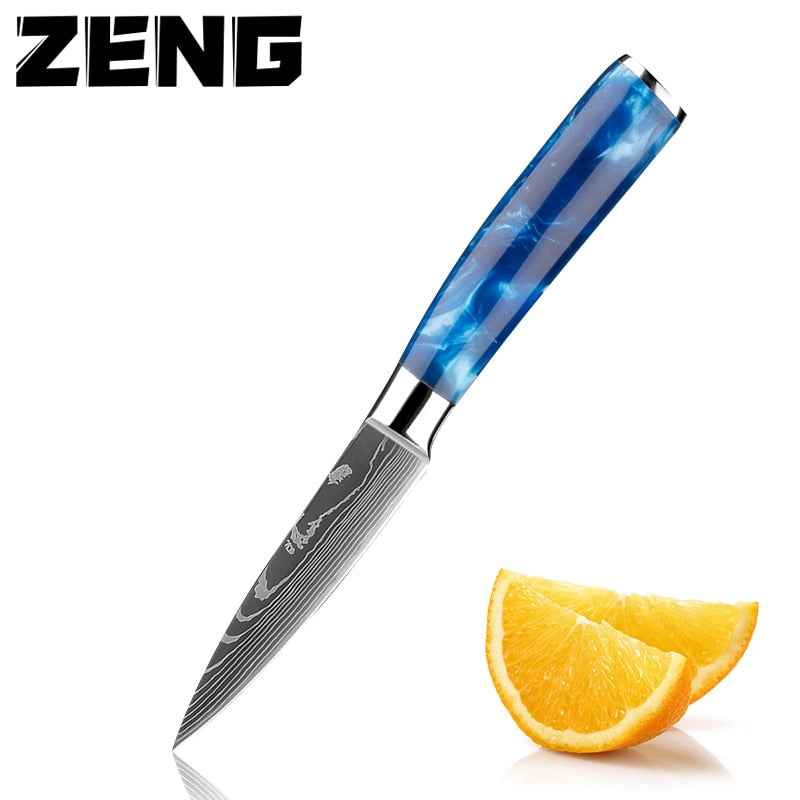 New Japanese Kitchen Knives Laser Damascus Pattern Chef Knife Sharp Santoku Cleaver Slicing Utility Knives Tool (AK5)(1U61)