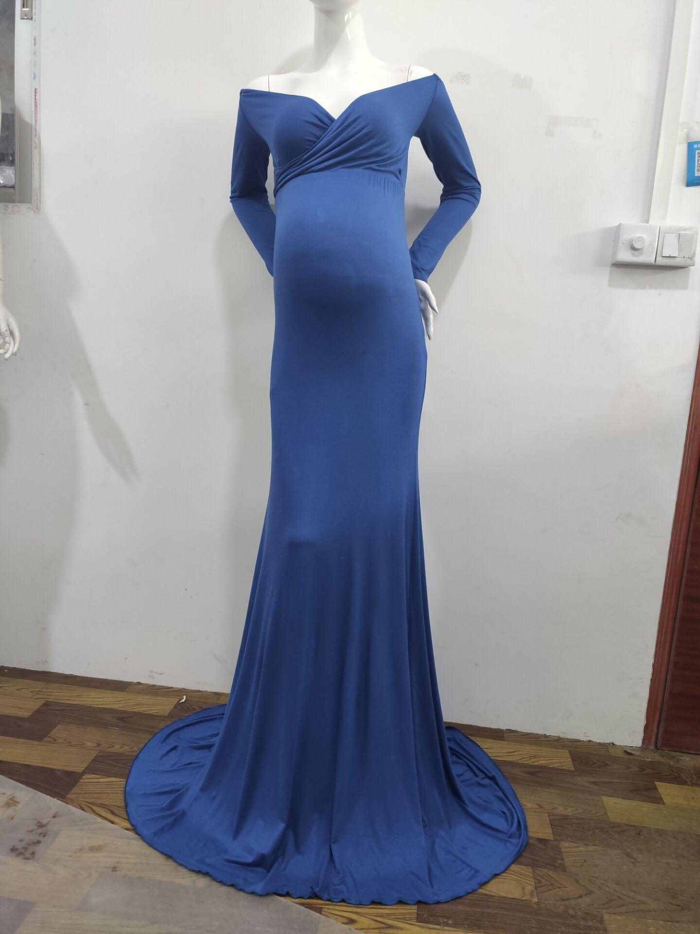 Pregnant Women Sexy Long Dresses - 100% Cotton Maternity V-Neck Maxi Gown Pregnancy Baby Shower Dress Photography Props Clothing (Z6)(1Z1)(2Z1)(3Z1)(7Z1) - Deals DejaVu