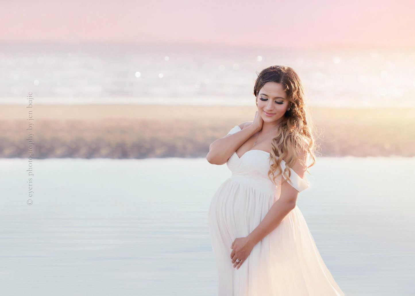 Great White Maternity Dresses For Photography Gown - Baby Shower Dresses -Prenatal Photo Clothes Chiffon Floor(1U5)(Z6)(Z8)(1Z1)(2Z1)(3Z1)(4Z1)(7Z1)