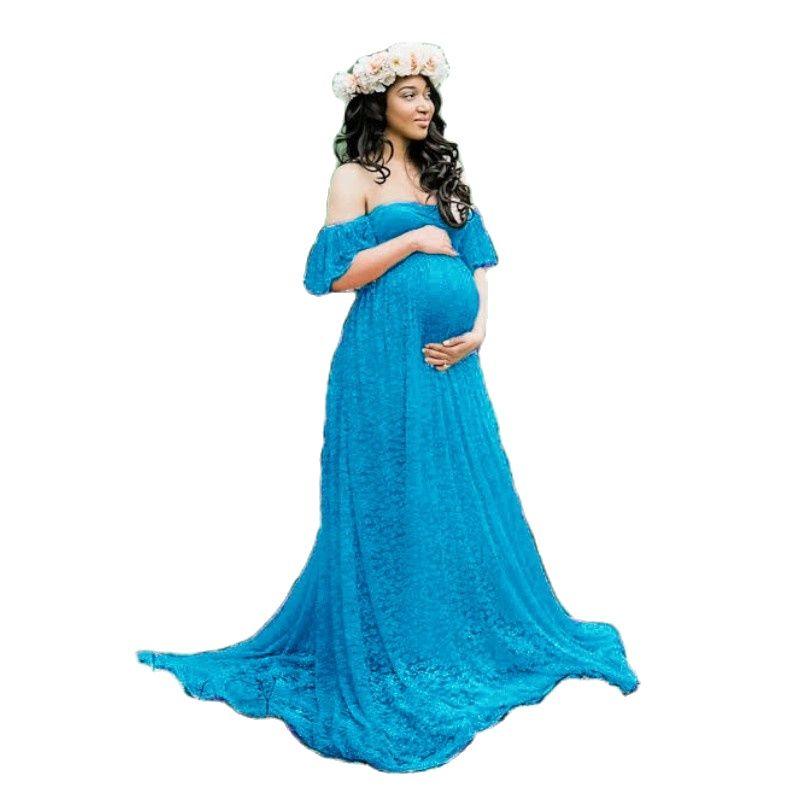 Maternity Wedding Dress Sexy Lace Photography Props Pregnancy Woman Photo Shoot Pregnant Baby Shower Clothes Cotton Maxi Gown (Z6)(1Z1)(2Z1)(3Z1)(7Z1) - Deals DejaVu