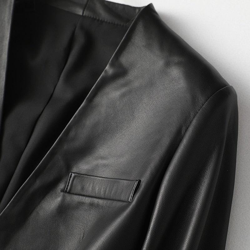 Autumn Black Women Soft Light Faux Leather Jackets - Deep V-Neck Belt Plus Size Elegant Luxury Korean Fashion (TB8B)(TB8A)(TP3)(1U23) - Deals DejaVu
