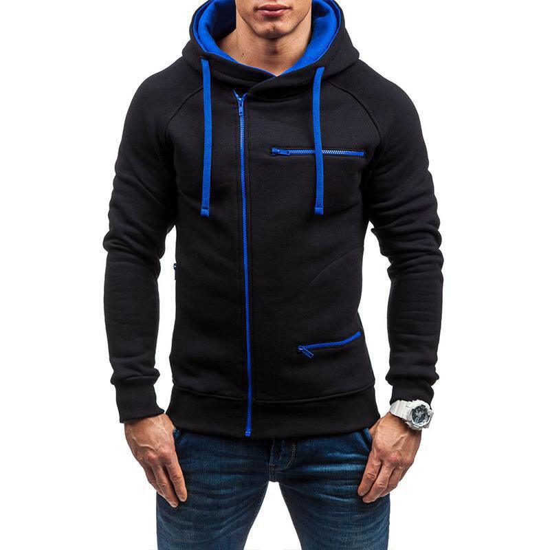 Fashion Brand Men's Hoodies - Spring Autumn Male Casual Hoodies Sweatshirts -Men's Zipper Solid Color Hoodies (TM5)(CC1)(1U100)