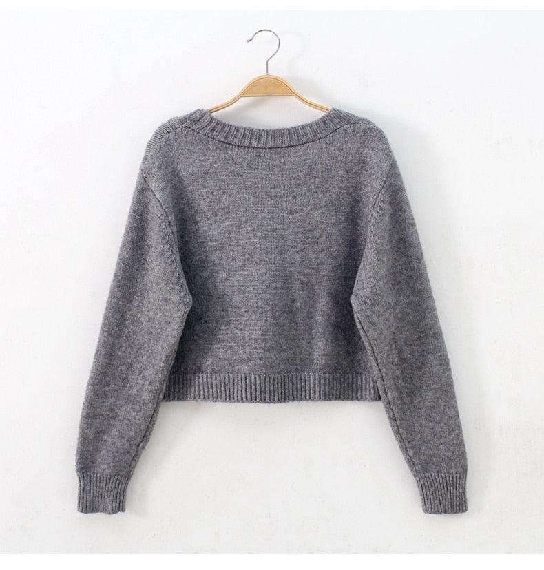 Great Women Cardigans Spring Short Cropped Cardigans - Button Up V neck Twisted Knitted White Cardigan Sueter Feminino (TP4)(TB8C)(1U23) - Deals DejaVu