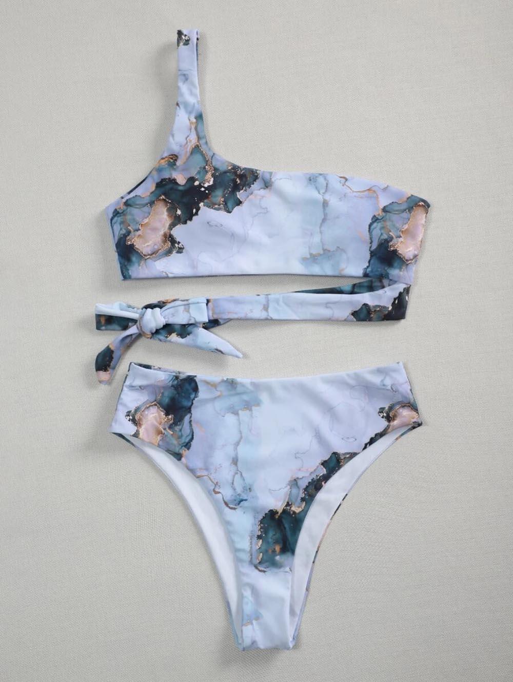 New Print Sport Bandeau Push up Bikinis - Sexy Marble Women Swimsuit High Waist Swimwear Women bathing suit Beach wear (TB8D)(1U26)(F26) - Deals DejaVu
