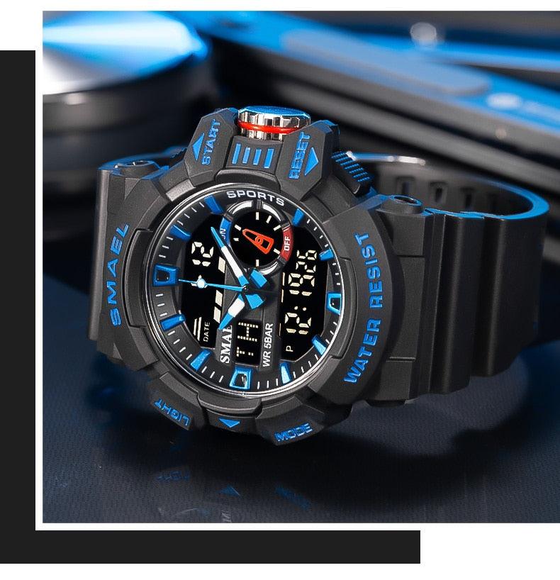 Military Watch For Men 50M Waterproof Clocks Luminous - Hands Digital Wristwatches Black Gold (MA9)(RW)(1U84)