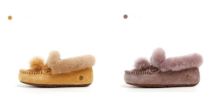 Trending Winter 100% Genuine Leather Real Wool Women Flats New Fashion Female - Plus Size Snow Shoes (FS)(CD)(1U40)(1U38)(1U107)