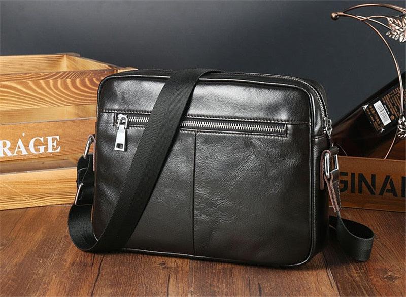 Amazing Vintage Men Genuine Leather Shoulder Bag - Mens Messenger Bags - Male Crossbody Handbag Tote Bags Business Casual Bags For Men (3MA1)(LT4)(1U78) - Deals DejaVu