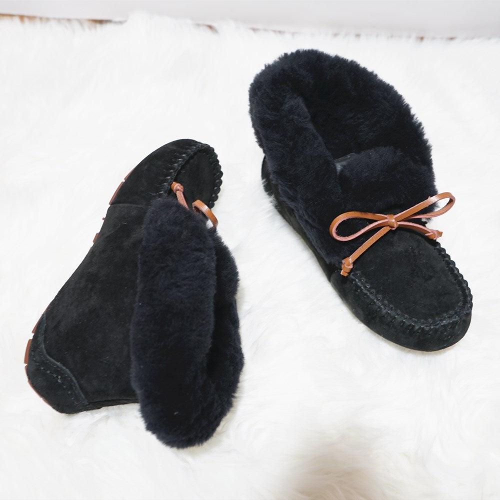 Amazing 100% Genuine Leather waterproof women flat shoes - comfortable winter warm natural fur snow shoes fashion non-slip (FS)(CD)(1U40)(1U38)(1U107)
