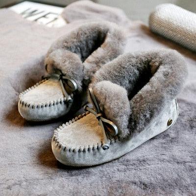 Amazing 100% Genuine Leather waterproof women flat shoes - comfortable winter warm natural fur snow shoes fashion non-slip (FS)(CD)(1U40)(1U38)(1U107)