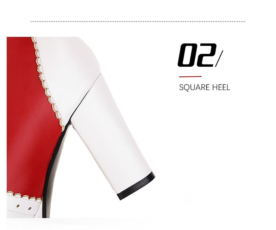 Sweet Cosplay Lolita Shoes Women Ankle Boots High Heels Ruffles Dress Wedding Shoes Bride Mixed Colors Lace Up (BB2)(CD)(WO4)(BB5)(F38)(3U38) - Deals DejaVu