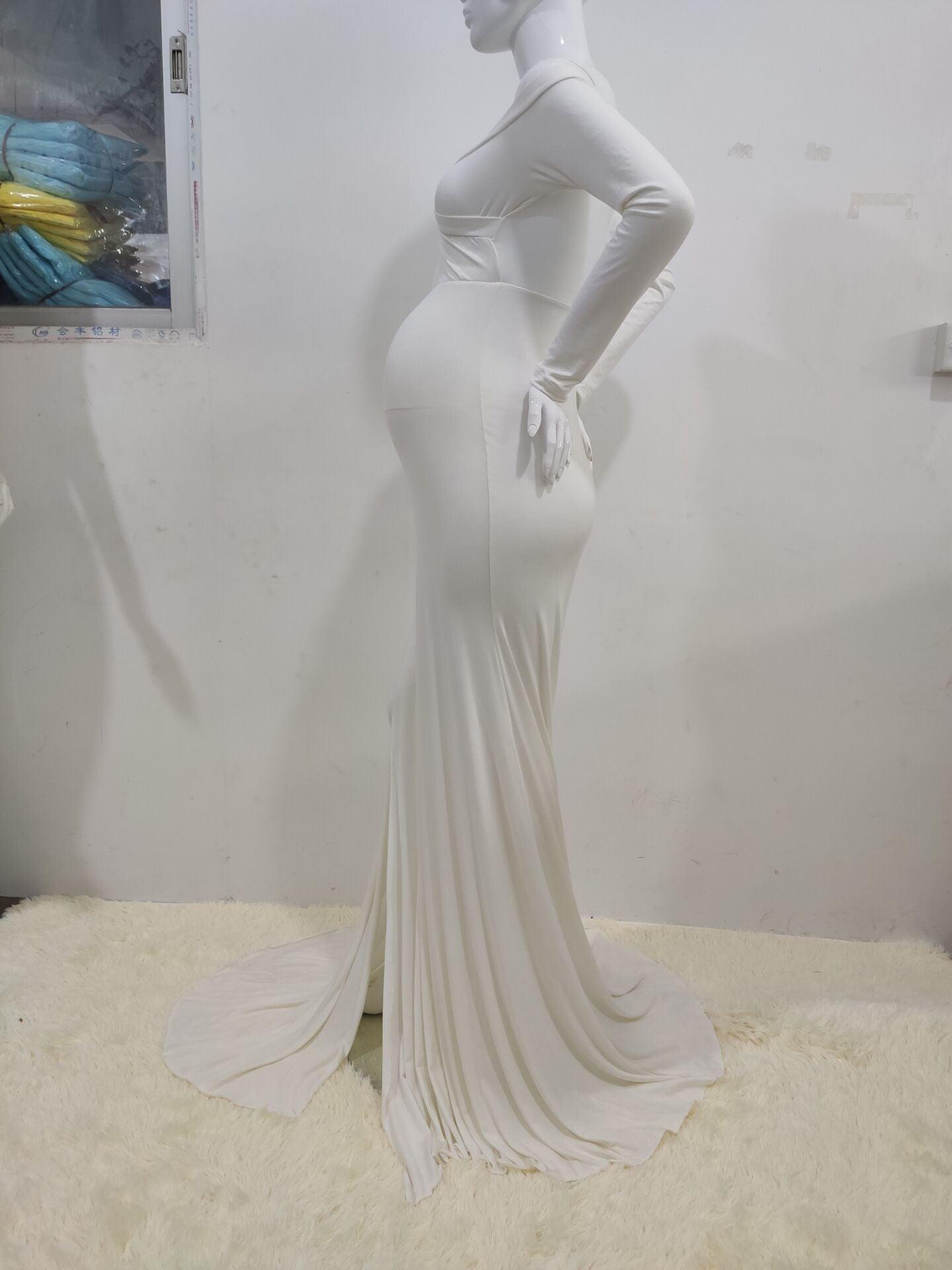 Maternity White Photo Dress - Pregnant Women Mermaid Sexy Gown Pregnancy Dress (1U5)(Z6)(Z8)(1Z1)(2Z1)(3Z1)(4Z1)(7Z1)