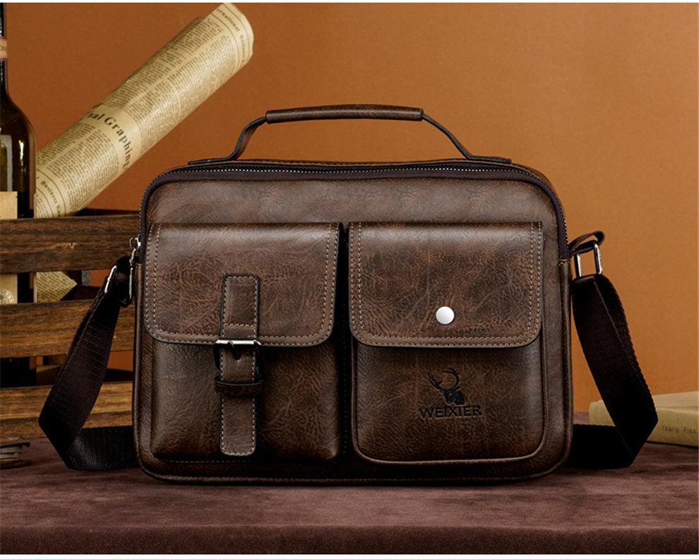 Great Men's Briefcase - Casual bag Men Small Messenger Bag - Vintage Shoulder Bags Male Flap Bags Capacity Men Handbag for male (3MA1)(LT4)(1U78) - Deals DejaVu