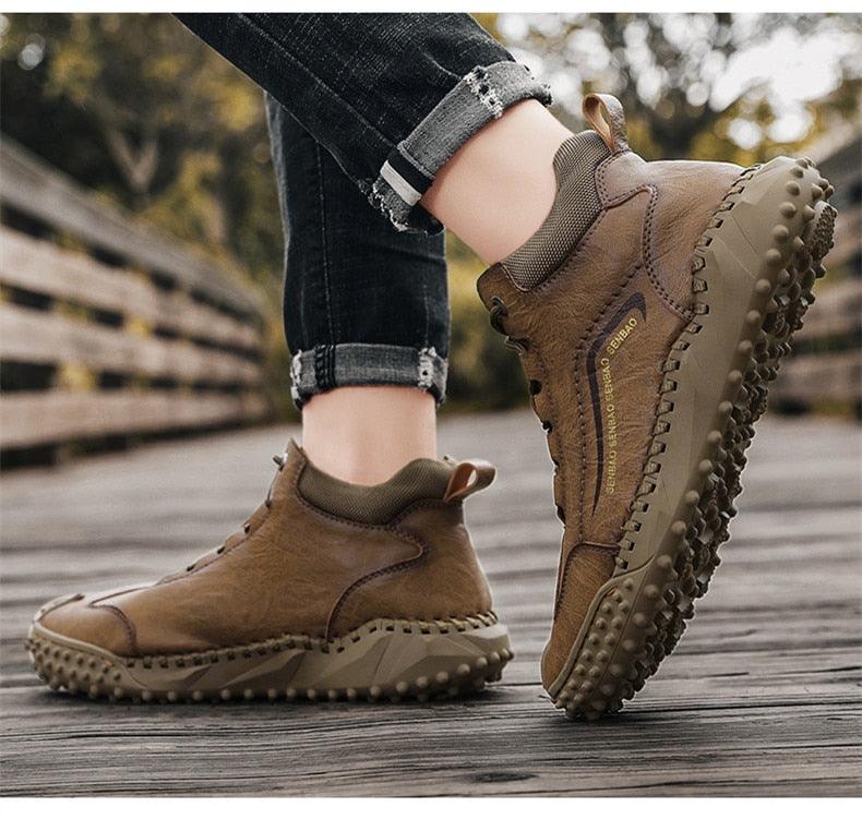 New Winter Men Boots - Thick Plush Warm Men Snow Boots - Leather Ankle Boots Handmade Motorcycle Boots Outdoor Shoes (MSB4)(MSB5)(MSB4A) - Deals DejaVu