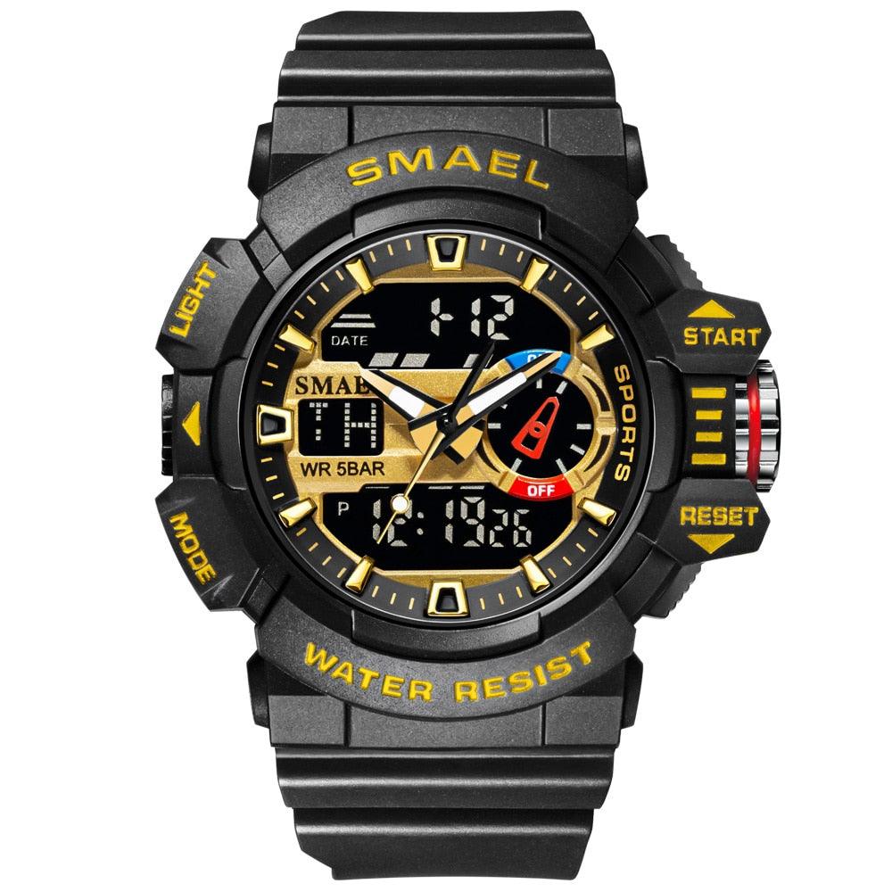 Military Watch For Men 50M Waterproof Clocks Luminous - Hands Digital Wristwatches Black Gold (MA9)(RW)(1U84)