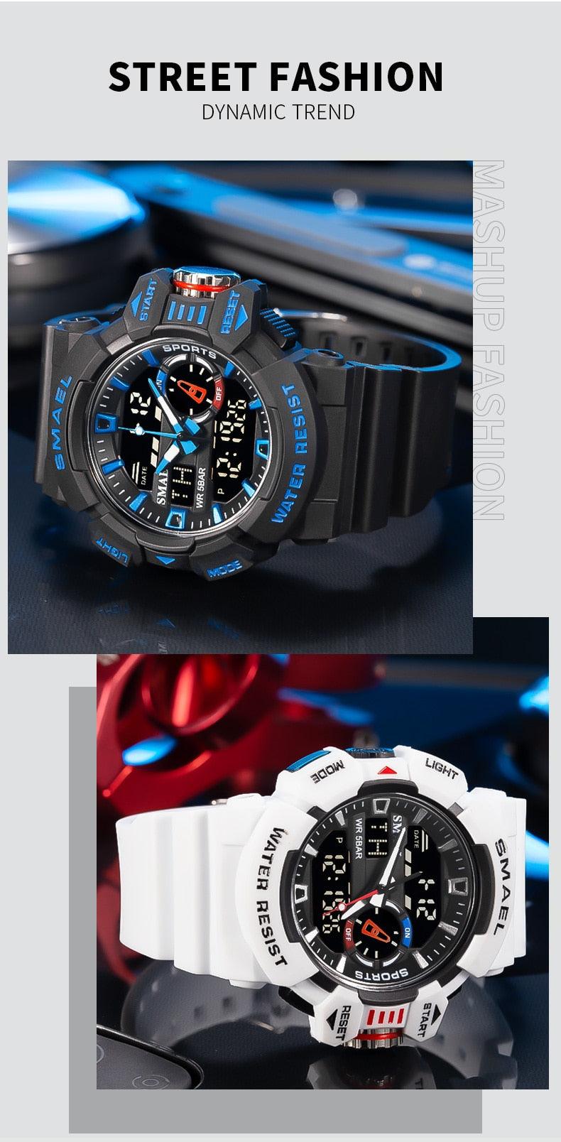 Military Watch For Men 50M Waterproof Clocks Luminous - Hands Digital Wristwatches Black Gold (MA9)(RW)(1U84)