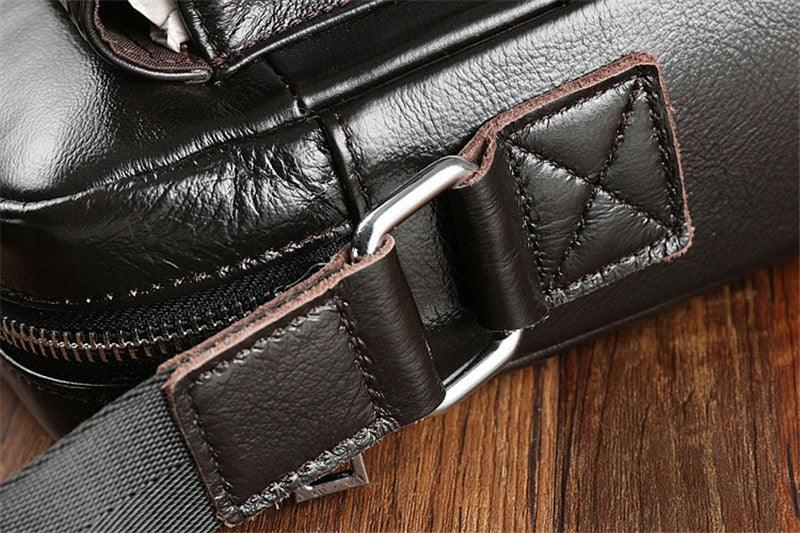 Amazing Vintage Men Genuine Leather Shoulder Bag - Mens Messenger Bags - Male Crossbody Handbag Tote Bags Business Casual Bags For Men (3MA1)(LT4)(1U78) - Deals DejaVu
