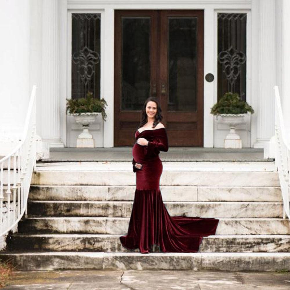 Trending Shoulderless Maternity Dresses For Photo Shoot -Sexy Long Pregnancy Dress - Maxi Gown Photography(1U5)(Z6)(Z8)(1Z1)(2Z1)(3Z1)(4Z1)(7Z1)