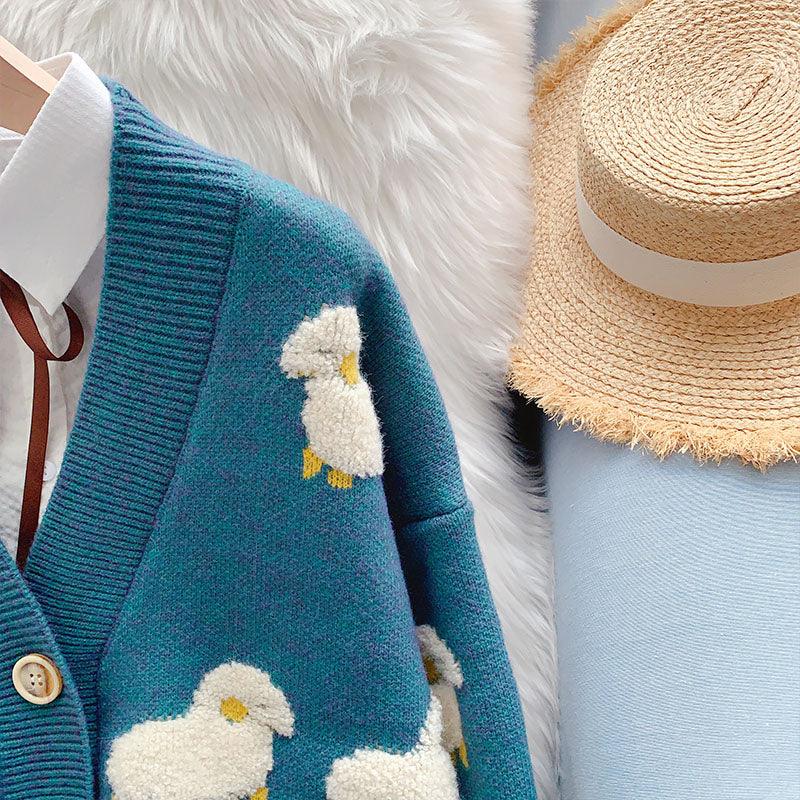 Trending Women Winter Knit Sweater Coat - V Neck Sheep Cardigans Christmas Sweaters Warm Knitwear Sueter Mujer Long Jacket (TP4)(TB8C)(BCD4)(1U23) - Deals DejaVu