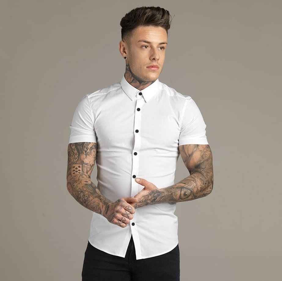 Great Summer Fashion Slim Fit Button Short Sleeve Shirts - Men Casual Sportswear Dress Shirt (TM1)(T2G)(1U8)(TM8)