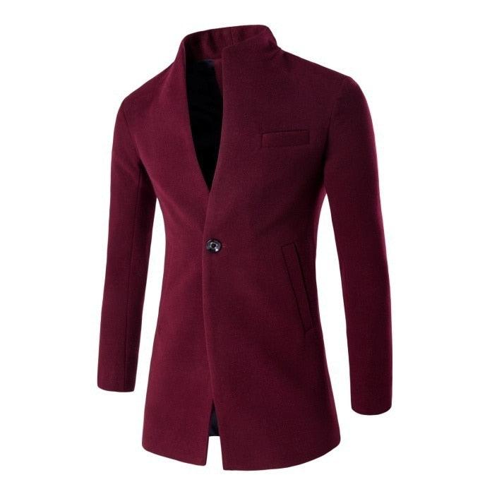 Dealsdejavu Autumn Khaki Velvet Long Coat Men Solid -Slim Windproof Warm Plus Size Office Business Overcoat (D100)(TM4)(CC1) - Deals DejaVu