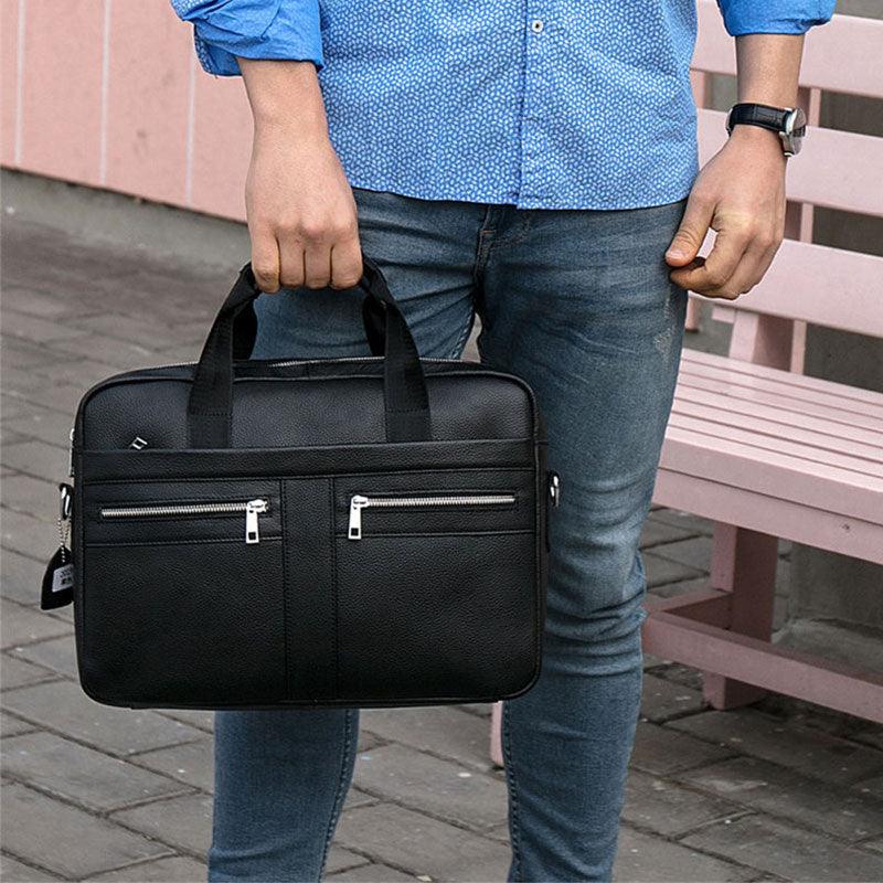 New Vintage Leather Men Bag - Genuine Leather Messenger Bag - Men Shoulder Bags Male Laptop Briefcase Bag Casual Men Handbag (3MA1)(LT4)(1U78) - Deals DejaVu
