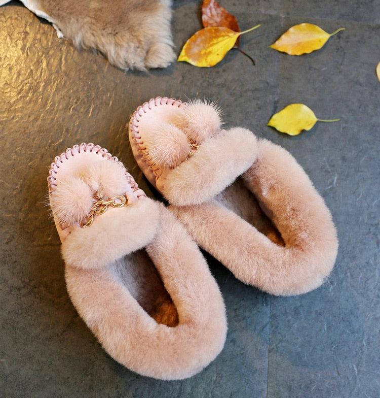 Trending Winter 100% Genuine Leather Real Wool Women Flats New Fashion Female - Plus Size Snow Shoes (FS)(CD)(1U40)(1U38)(1U107)