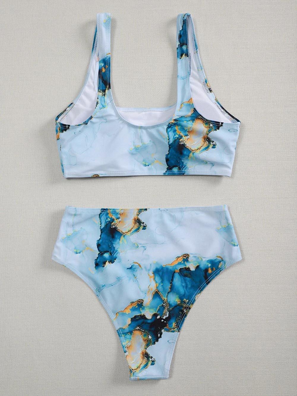 New Print Sport Bandeau Push up Bikinis - Sexy Marble Women Swimsuit High Waist Swimwear Women bathing suit Beach wear (TB8D)(1U26)(F26) - Deals DejaVu