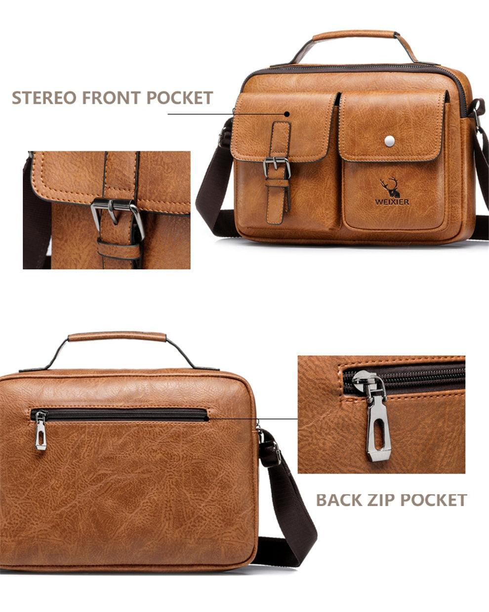 Great Men's Briefcase - Casual bag Men Small Messenger Bag - Vintage Shoulder Bags Male Flap Bags Capacity Men Handbag for male (3MA1)(LT4)(1U78) - Deals DejaVu