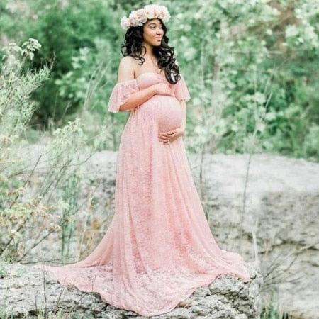 Maternity Wedding Dress Sexy Lace Photography Props Pregnancy Woman Photo Shoot Pregnant Baby Shower Clothes Cotton Maxi Gown (Z6)(1Z1)(2Z1)(3Z1)(7Z1) - Deals DejaVu