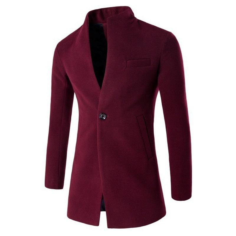 Dealsdejavu Autumn Khaki Velvet Long Coat Men Solid -Slim Windproof Warm Plus Size Office Business Overcoat (D100)(TM4)(CC1) - Deals DejaVu