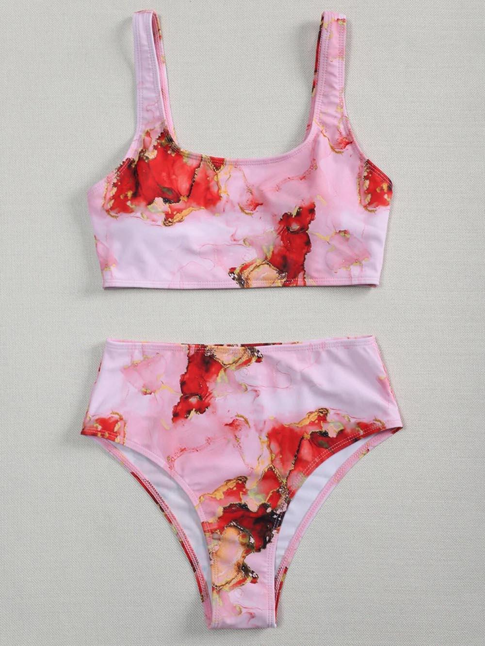 New Print Sport Bandeau Push up Bikinis - Sexy Marble Women Swimsuit High Waist Swimwear Women bathing suit Beach wear (TB8D)(1U26)(F26) - Deals DejaVu