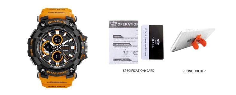 Sport Watch Dual Time Men Watches - 50m WaterproofMale Clock Military Watches - 1802D - Watches Gifts (MA9)(RW)(1U84)
