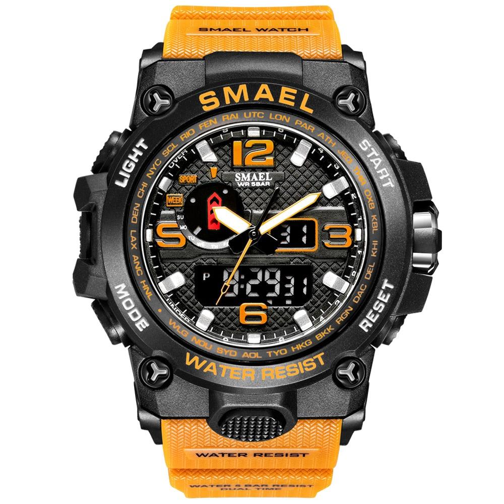 Great Watches For Men - 50M Waterproof Clock Alarm - reloj 1545D Dual Display Wristwatch Quartz Military Watch Sport (MA9)(RW)(1U84)