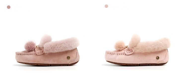 Trending Winter 100% Genuine Leather Real Wool Women Flats New Fashion Female - Plus Size Snow Shoes (FS)(CD)(1U40)(1U38)(1U107)