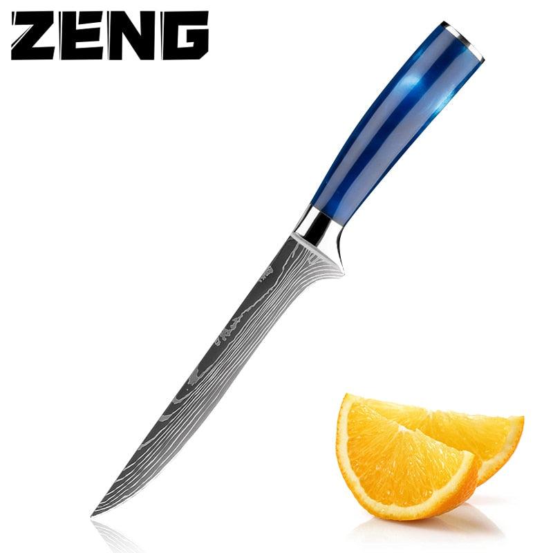 New Japanese Kitchen Knives Laser Damascus Pattern Chef Knife Sharp Santoku Cleaver Slicing Utility Knives Tool (AK5)(1U61)