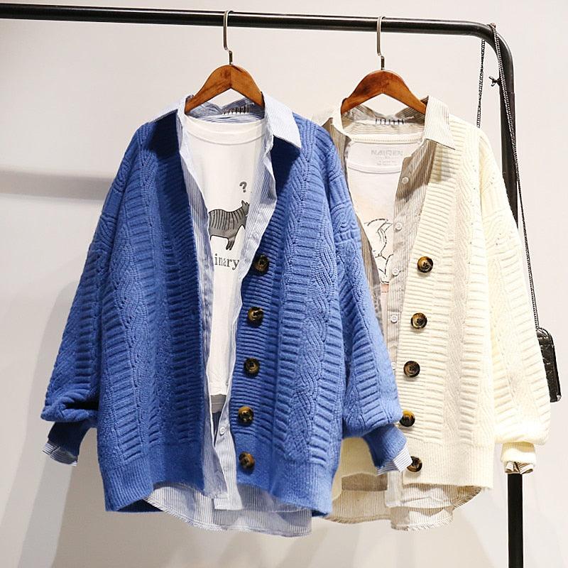 Great Women Autumn Winter Knit Sweater and Cardigans - Open Stitch Loose Knit Cardigans Pink Jumpers Winter Sweater Coat Femme (TP4)(TB8C)(1U23) - Deals DejaVu