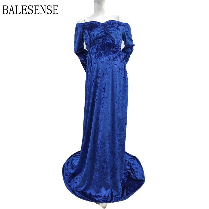 Maternity Dresses for Baby Showers Long Sleeve Pregnant Women Velvet Maxi Gown Dress Sexy V Neck Pregnancy Dress for Photo Shoot
