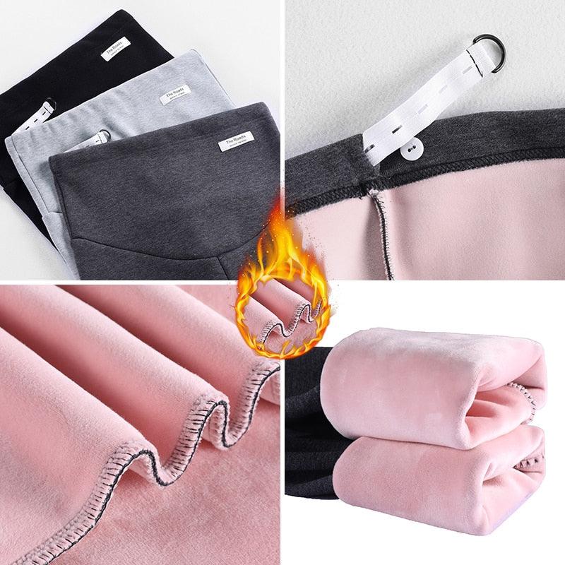 Winter Maternity Leggings - Thick Adjustable Waist Velvet Line Pregnant Women Pregnancy Clothes Pants Ropa Mujer Maternal (2Z7)(7Z2)(1U4)