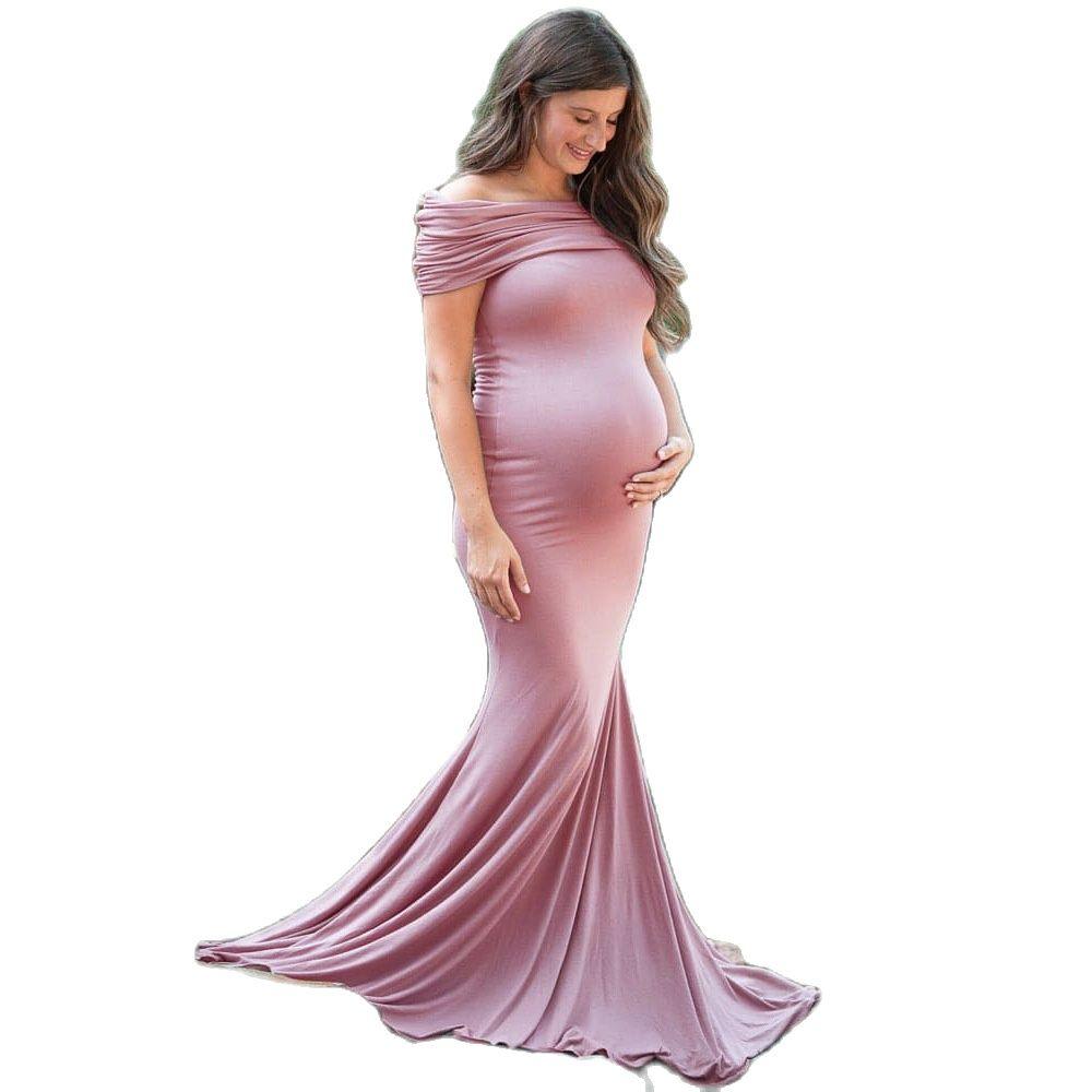 Beautiful Cotton Slim Trailing Shoulderless Maternity Dress - Pregnancy Women Maxi Gown Pregnant Photo Shoot Photography Props Clothes (Z6)(1Z1)(2Z1)(3Z1)(7Z1) - Deals DejaVu