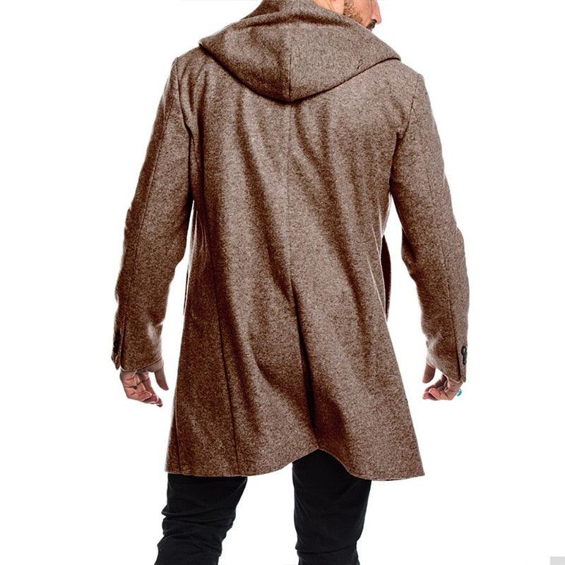 Solid Winter Trench Mens England Style Long Sleeve - Casual Slim Warm Double Breasted Coats Men Hooded Male Hoodies (D100)(TM4)(CC1) - Deals DejaVu