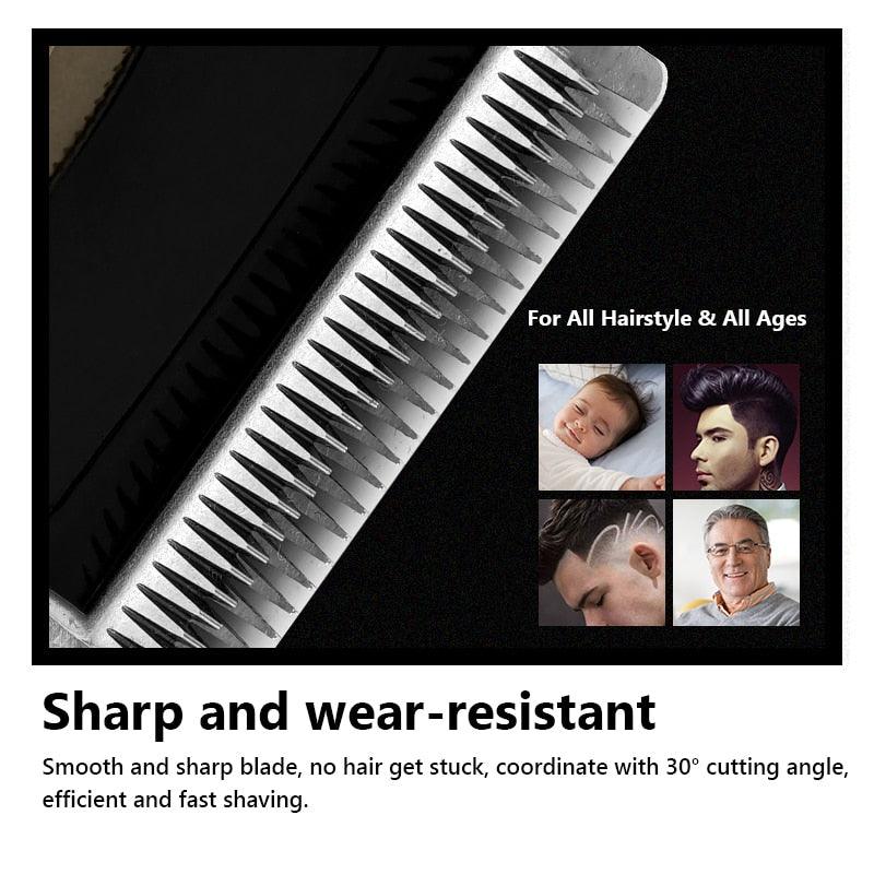 Professional Barber Hair Clipper - Rechargeable Electric T-Outliner Finish Cutting Machine - Beard Trimmer Shaver Cordless Corded (BD6)(1U45)(F45)
