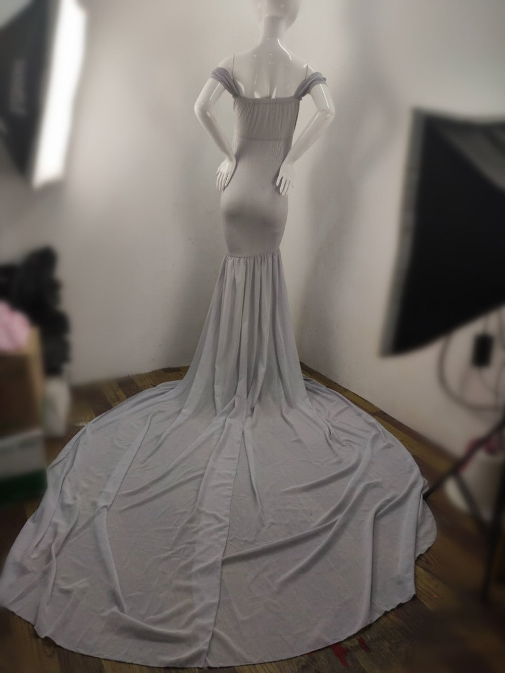 Long Maternity Photography Props Pregnancy Dress For Photo Shooting Off Shoulder - Maxi Maternity Gown (1U5)(Z6)(Z8)(1Z1)(2Z1)(3Z1)(4Z1)(7Z1)