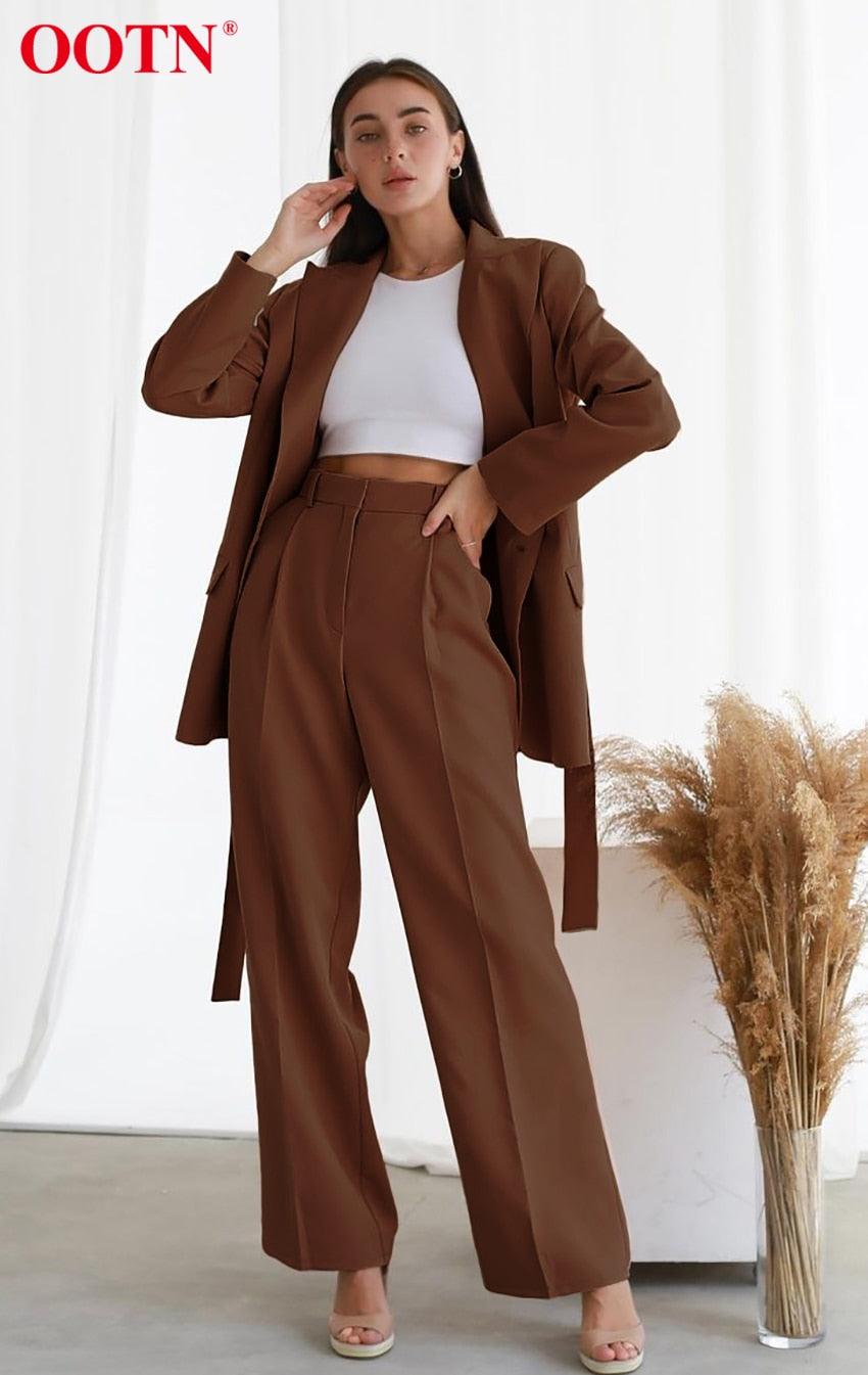 Office lady Baggy Trouser High Waist Elegant All-Match Wide Leg Pants - Women Plus Length Spring Pocket Zipper Street Pants (BP)(1U25) - Deals DejaVu
